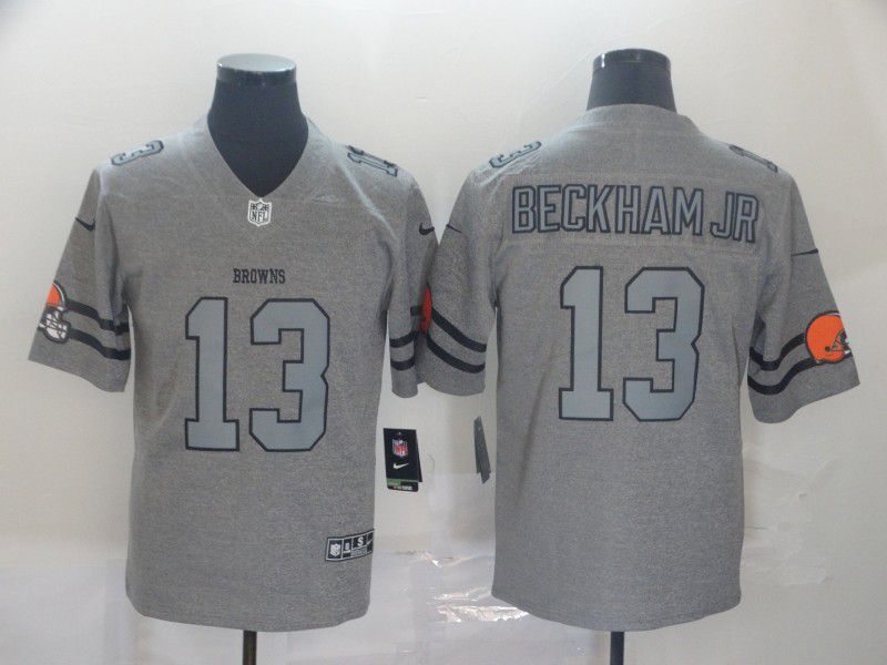 Men Cleveland Browns 13 Beckham jr Grey Retro Nike NFL Jerseys